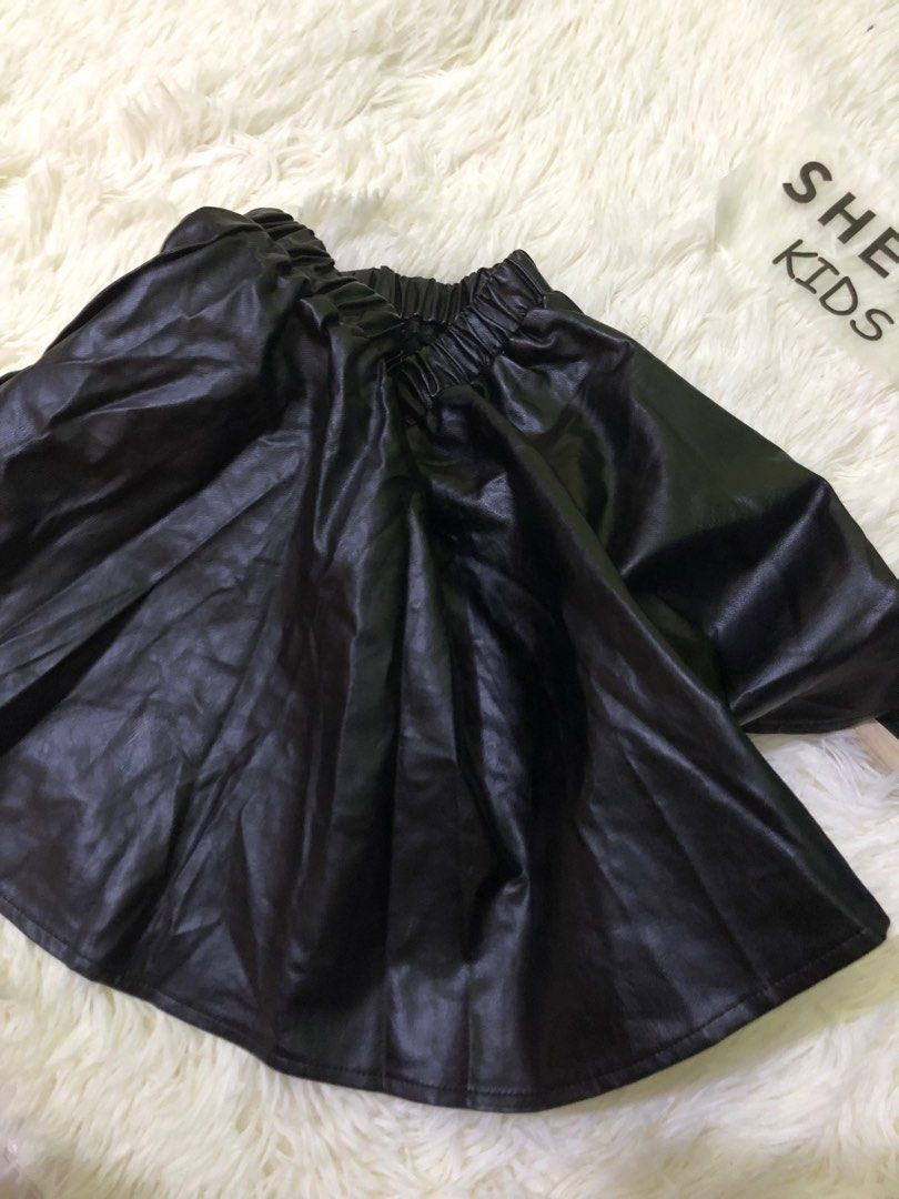SHEIN KIDS BLACK LEATHER SKIRT FOR 8Y