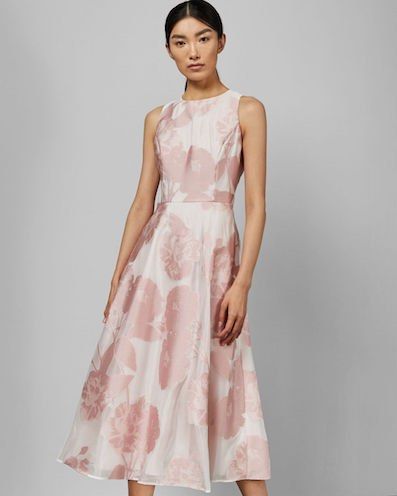 TED BAKER WYLIEH SLEEVELESS FLORAL MIDI DRESS PINK BLUSH Women s Fashion Dresses Sets Dresses on Carousell