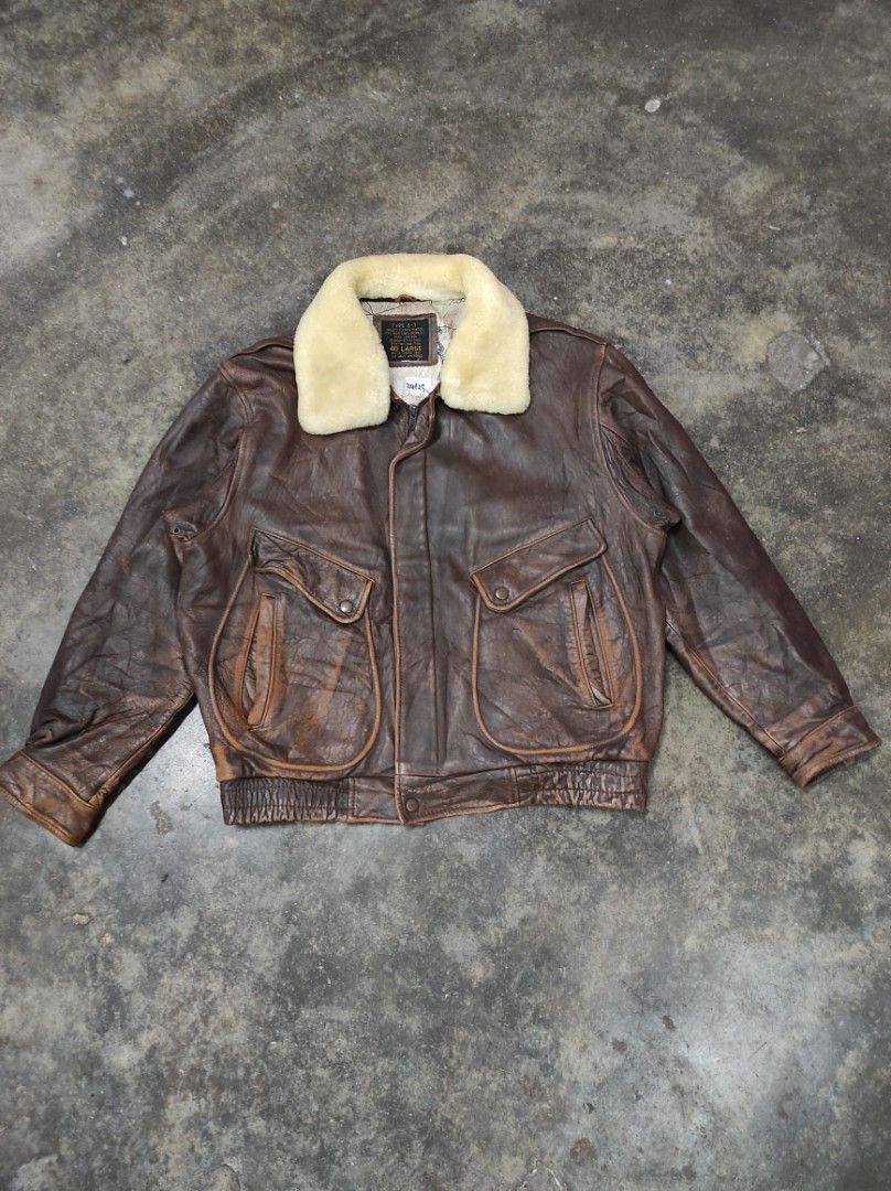 us navy air force type b 7 vintage vtg flyers leather bomber 