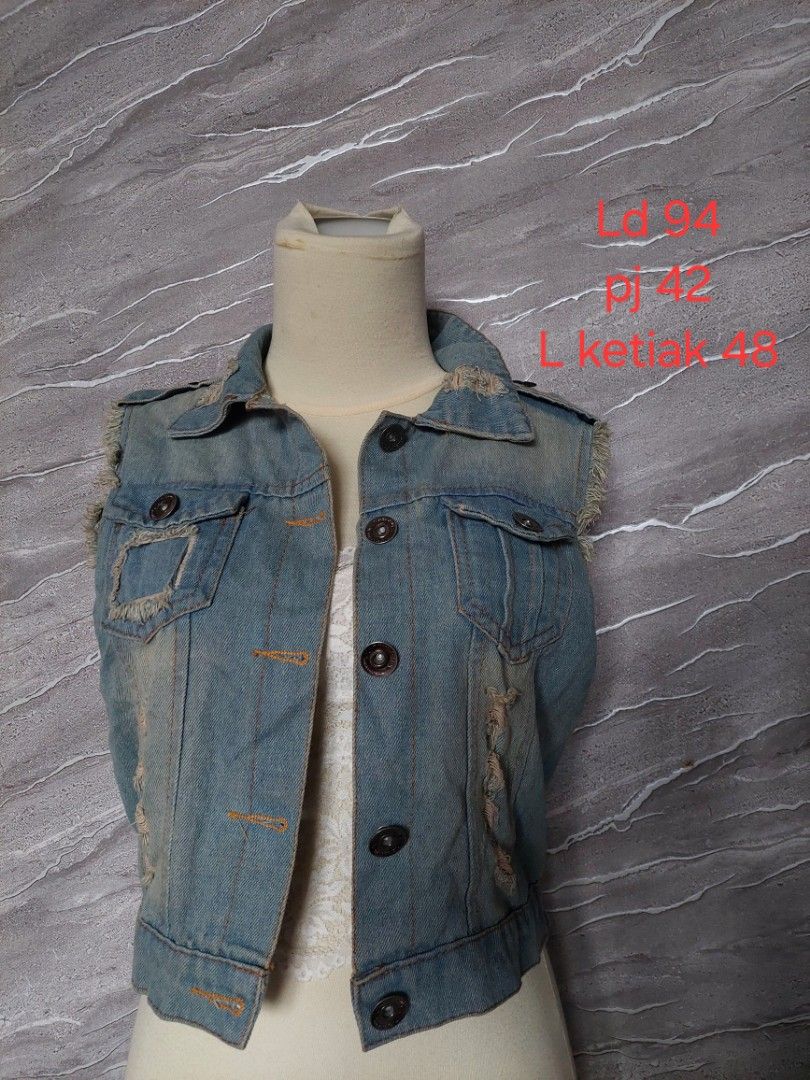 Vest jeans wanita on sale