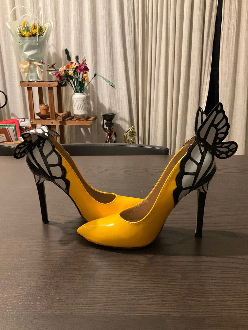 Yellow butterfly heels hotsell