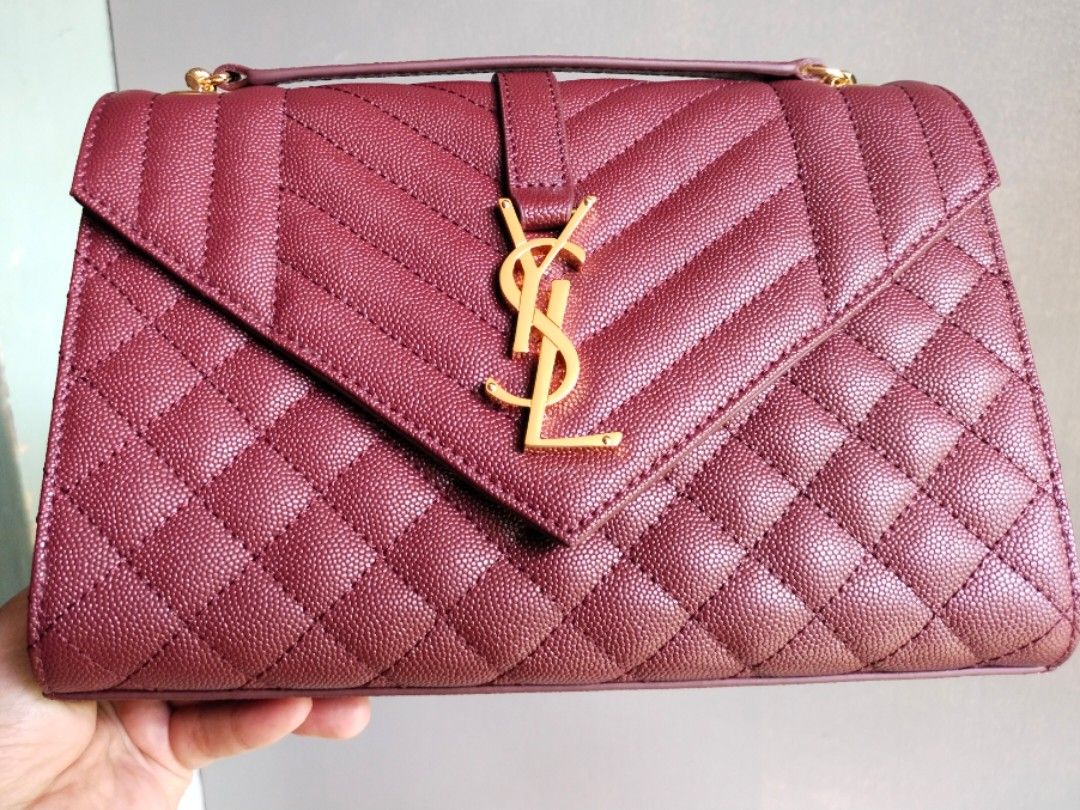 sale ysl envelope bag mediumsize maroon (Category: Luxury Bags & Wallets) located in Iba. Submitted by kbcollection (Listing ID 1271319238, Image 1). Description: from my personal preloved collection no flaw with dustbag only.