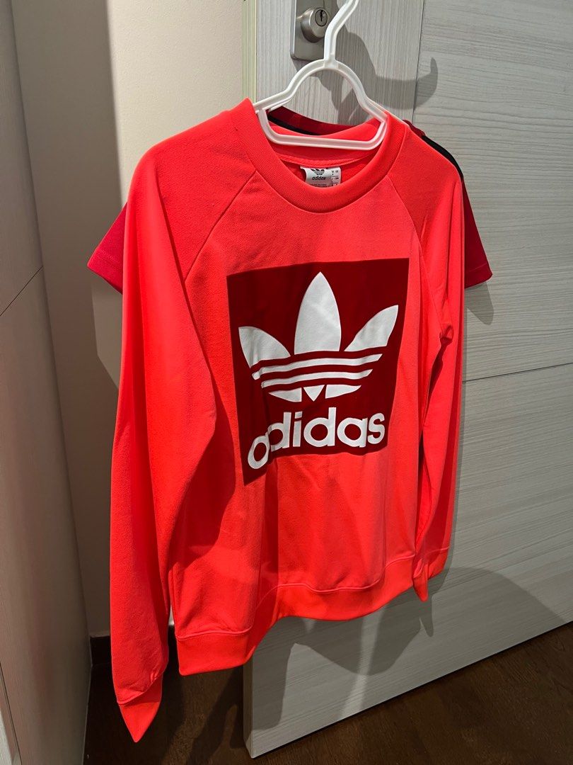 Adidas Sweater Pullover Neon Orange Pink Women s Fashion Tops Longsleeves on Carousell