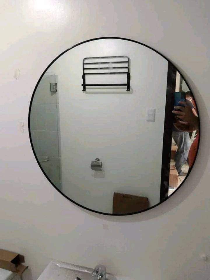 AESTHETIC ROUND MIRROR (Category: Mirrors) located in Manila. Submitted by LUMINOSAPH (Listing ID 1315282070, Image 3). Description: ROUND MIRRORS BY LUMINOSA PH Round Mirrors for Living Room/Bedroom/Bathroom/Dining Area NORDIC MIRROR TO ELEVATE YOUR ROOM AESTHETICS ✨ ✅ OPEN FOR CUSTOMIZED MIRRORS ✅ OPEN FOR INSTALLATION •COPPER-FREE • 6 mm thick • Framed/Frameless • No waves and no distortions •SUPERB QUALITY 💯 · Delivery via Lalamove/Grab (buy