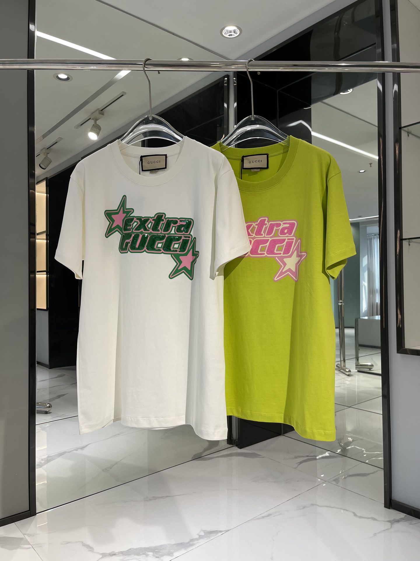 Authentic gucci star sequin embroidery needle printed t shirt Men s Fashion Tops Sets Tshirts Polo Shirts on Carousell