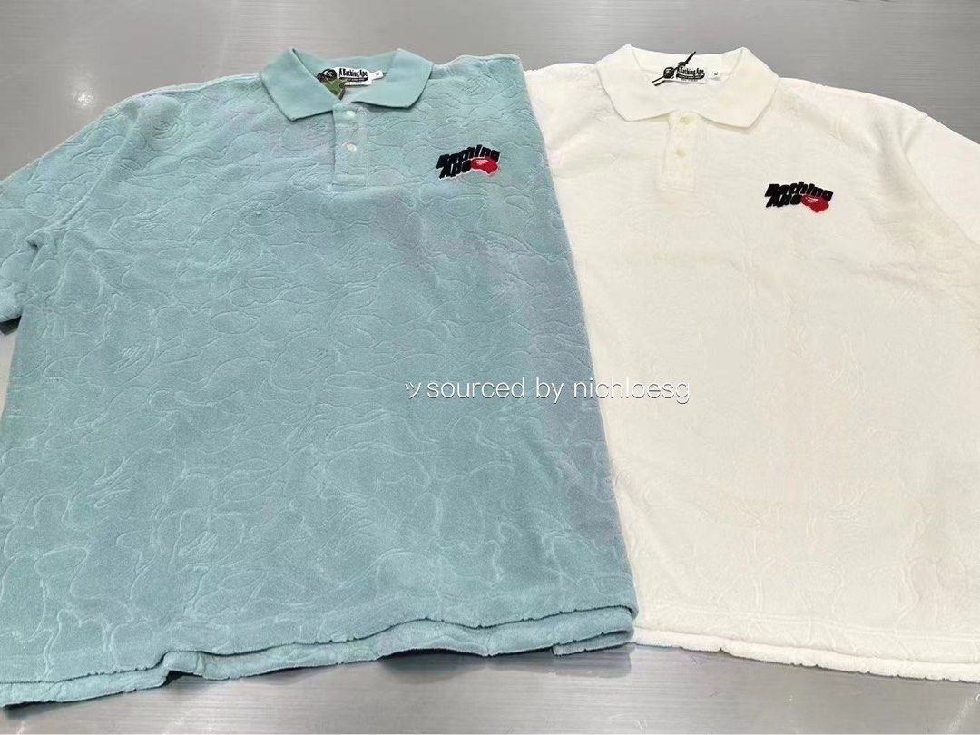 BAPE LINE CAMO TERRY TOWEL APE HEAD ONE POINT POLO