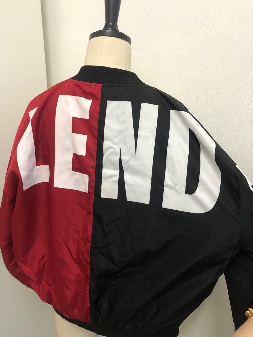 Bomber jacket half black half red