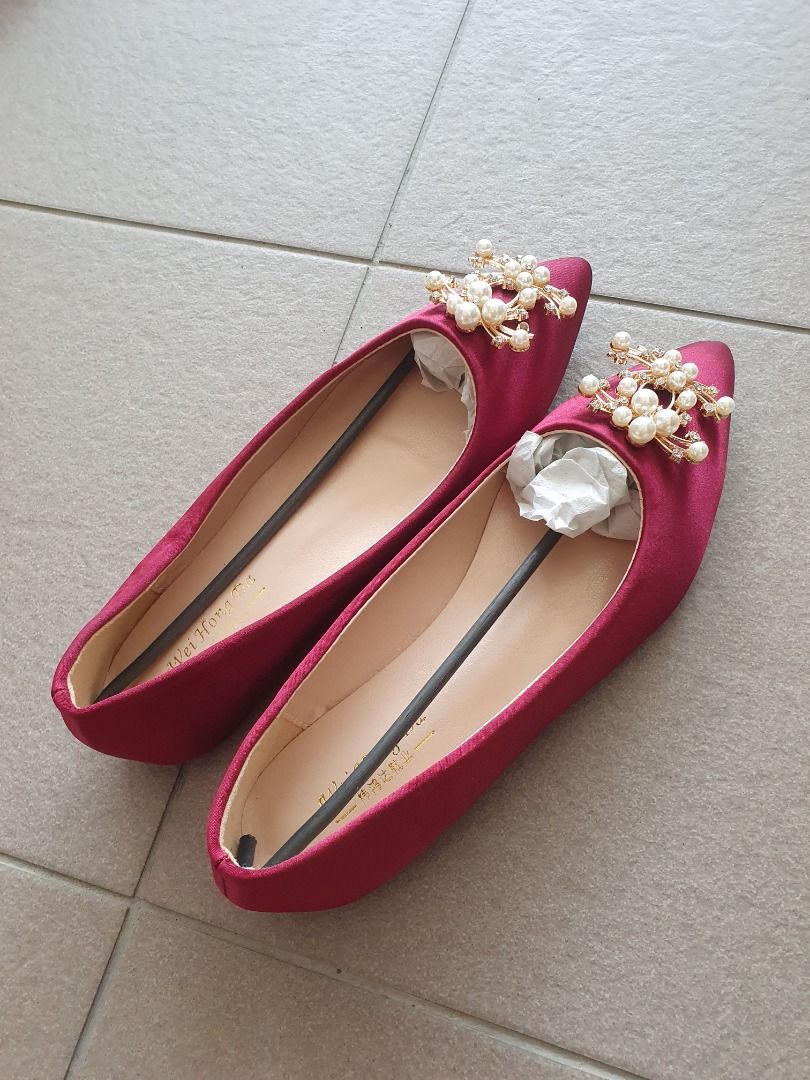 Red flat shoes for wedding hot sale