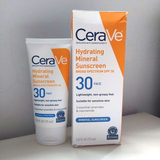 CeraVe Hydrating Mineral Sunscreen SPF 30 (75ml) Cerave mineral sunscreen Cerave 保濕礦物面部防曬, 敏感肌適用, 可與維C精華, retinol A醇同用, Cetaphil, drmtlgy, Neutrogena64239249662593110