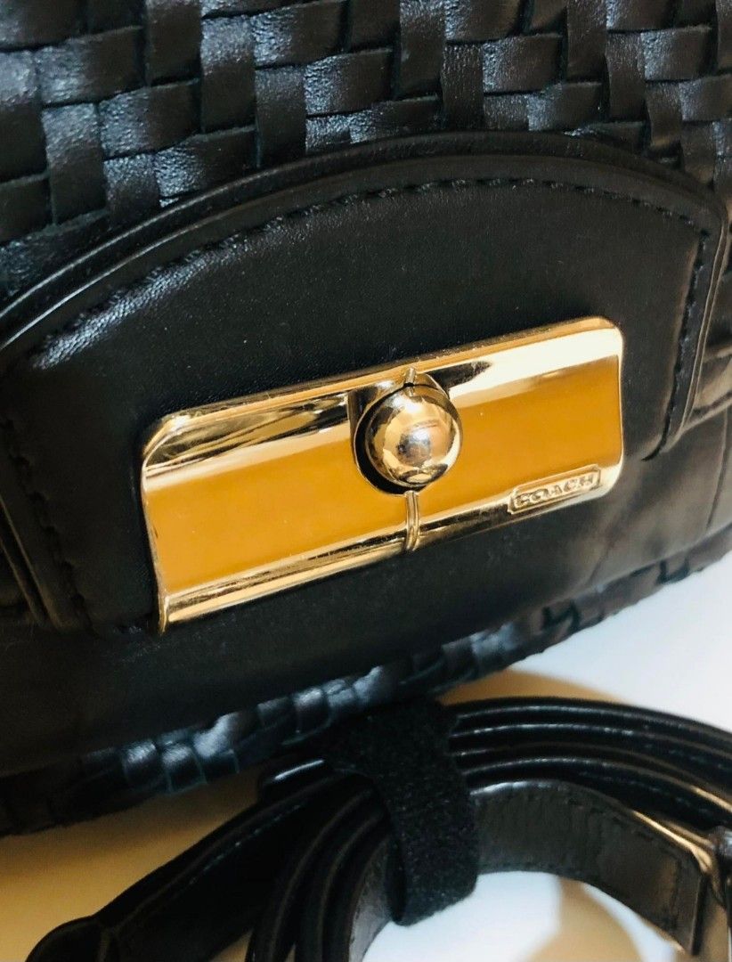 Coach Kristin Woven Leather Round Satchel Bag Women s Fashion Bags Wallets Cross body Bags on Carousell