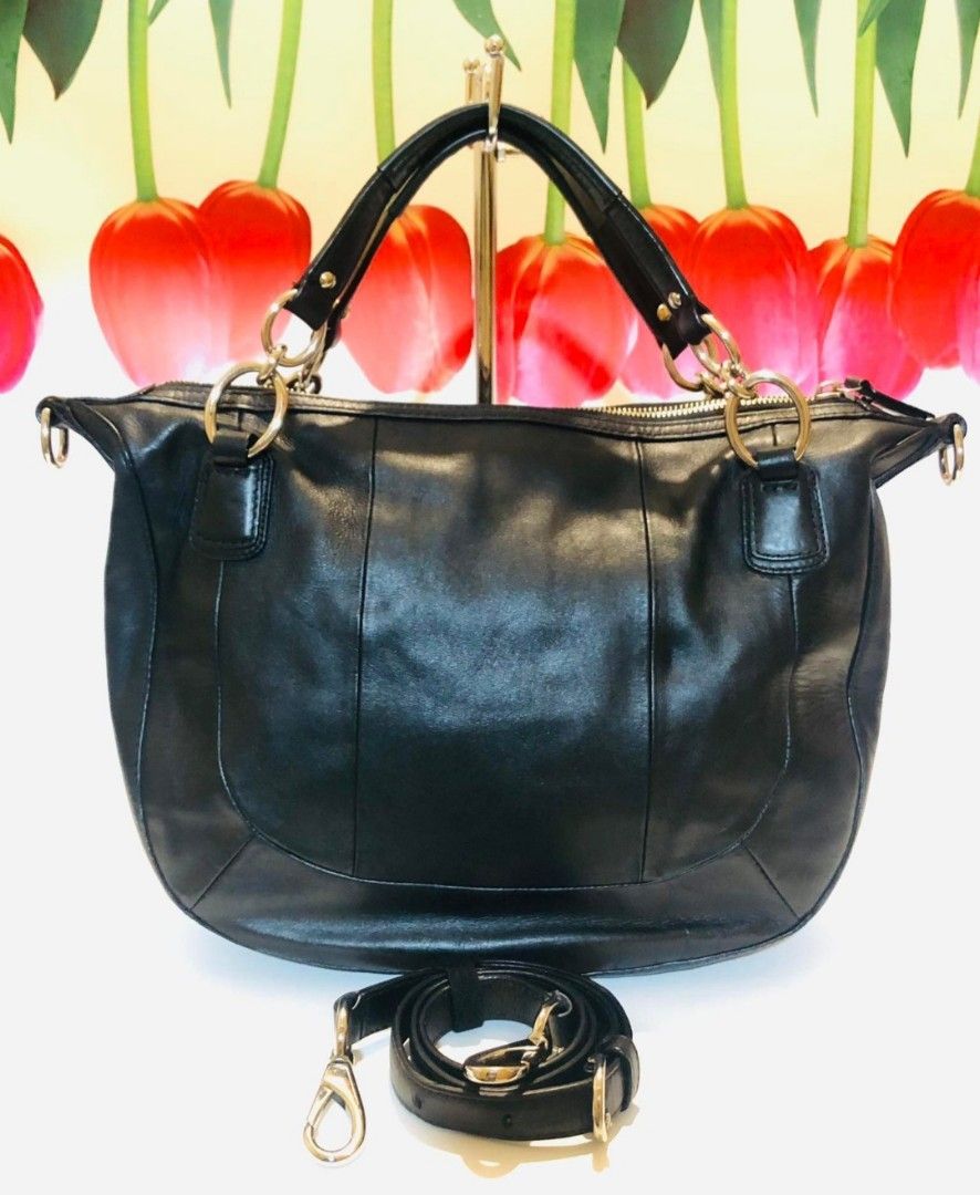 Coach kristin woven leather round satchel sales