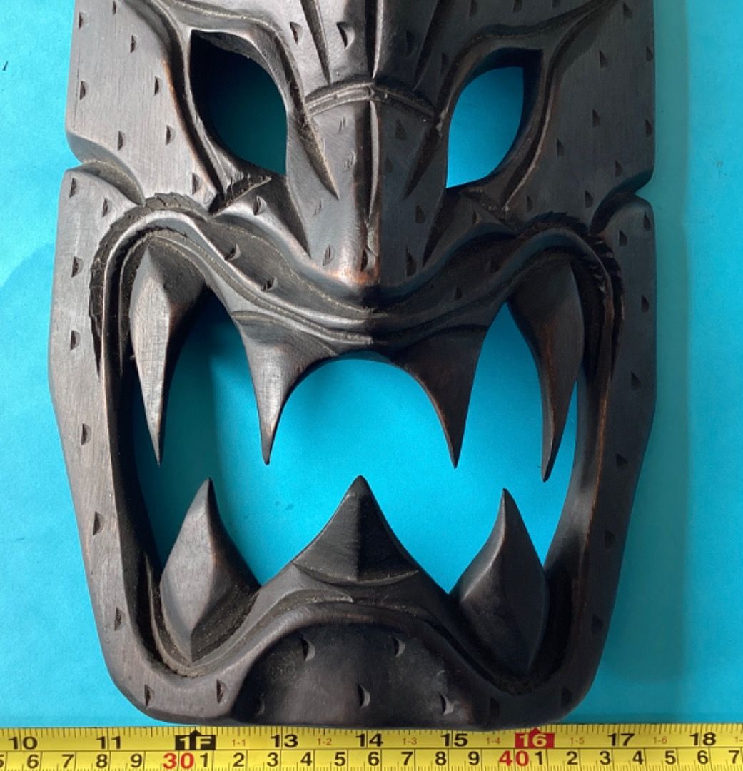 Devil by Ifugao artist handcrafted 41 cm tall (Category: Wall Decor) located in Subic. Submitted by arnisfma (Listing ID 1315155493, Image 2). Description: 41 cm (16 1/4”) tall 19.5 cm (7 2/3” ) wide 410 grams Acacia wood varnished , hand carved in Baguio.