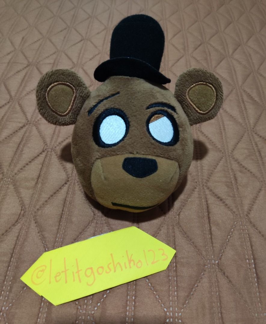 FNAF Freddy head plush (Category: Plushies & Soft Toys) located in Santa Rosa. Submitted by letitgoshiko123 (Listing ID 1315174143, Image 1). Description: FNAF Freddy head plush Official Merch mop: Gcash payment first / cash in meet-ups mod: LBC COD, lalamove, J&T no rush shipping pls! Shipping fee is NOT included and must be shouldered by the buyer I can also do meet-ups on the ff: -SM Sta. Rosa -Moa -Vito Cruz /Gil Puyat station -Festival Mall 