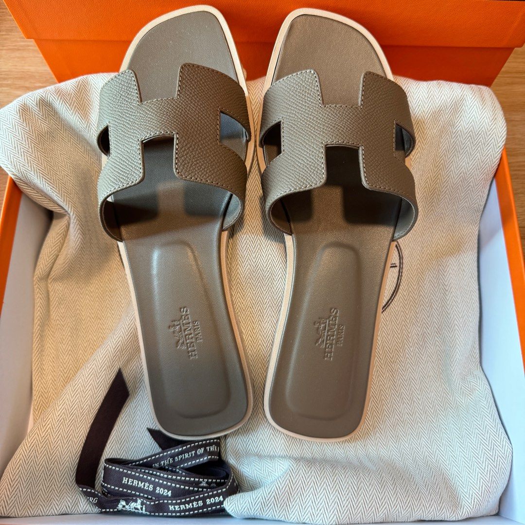 Hermes Oran Sandals Etoupe 375 Luxury Sneakers Footwear on Carousell