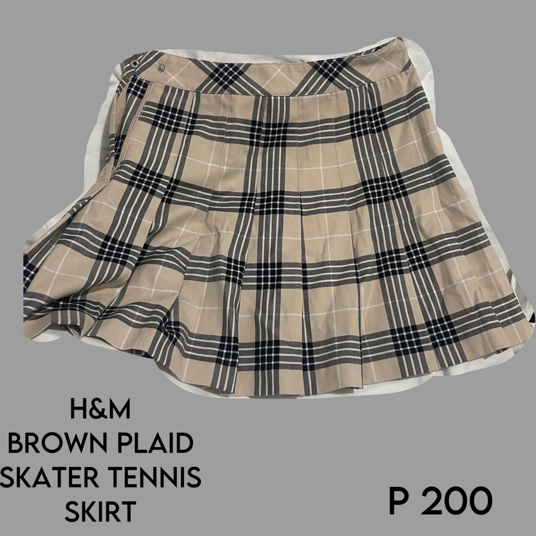 H M Divided Brown Plaid Tennis Skirt Women s Fashion Bottoms Skirts on Carousell