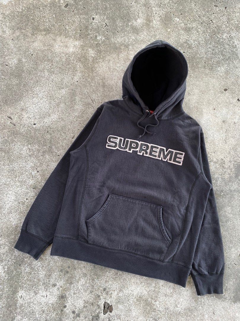Hoodie Supreme Perforated Leather 100 Original Fesyen Pria Pakaian Atasan di Carousell