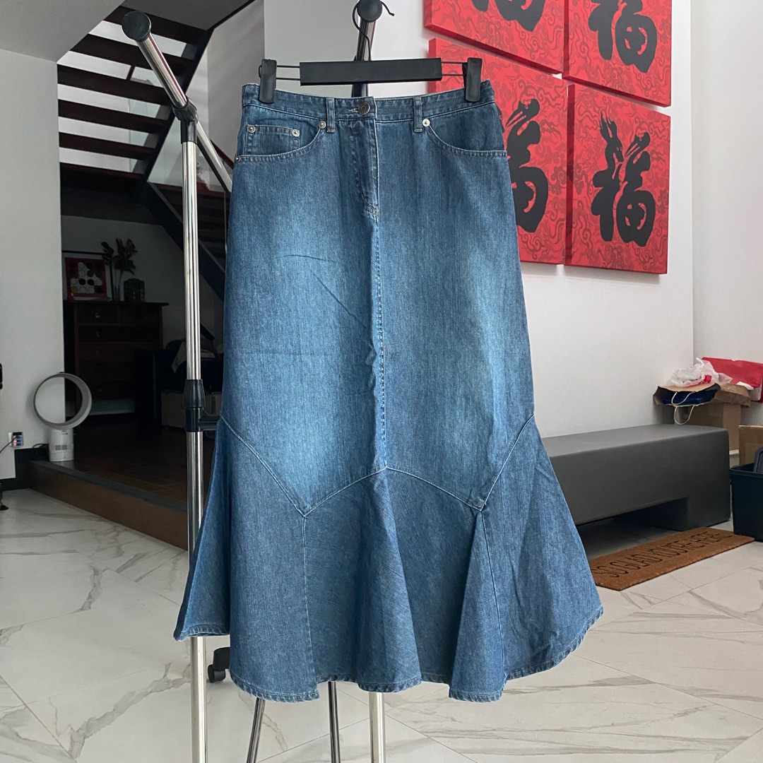 JIGSAW Denim High Rise Fishtail Skirt Women s Fashion Bottoms Skirts on Carousell