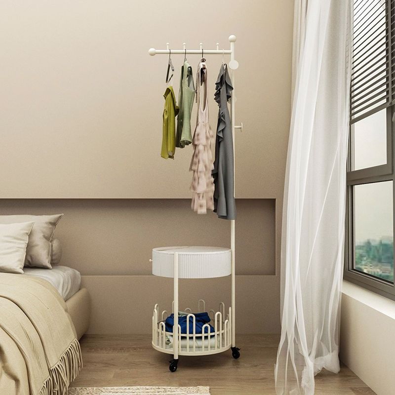 Light luxury wrought iron vertical hanging clothes rack bedside table integrated modern and simple movable clothes rack home bedroom clothes rack