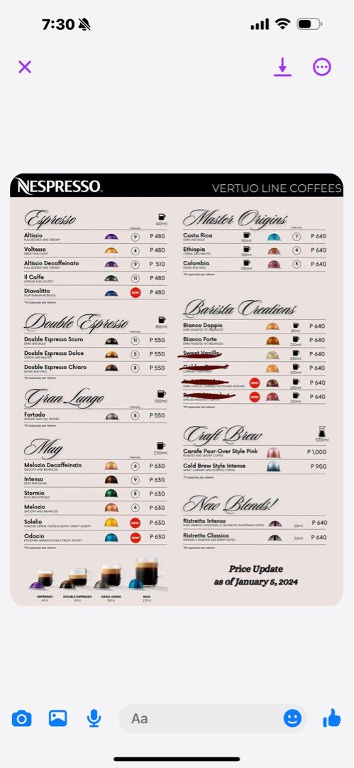 NESPRESSO VERTUO PODS/CAPSULES (Category: Beverages) located in Quezon City. Submitted by bbngg38 (Listing ID 1315172117, Image 1). Description: .