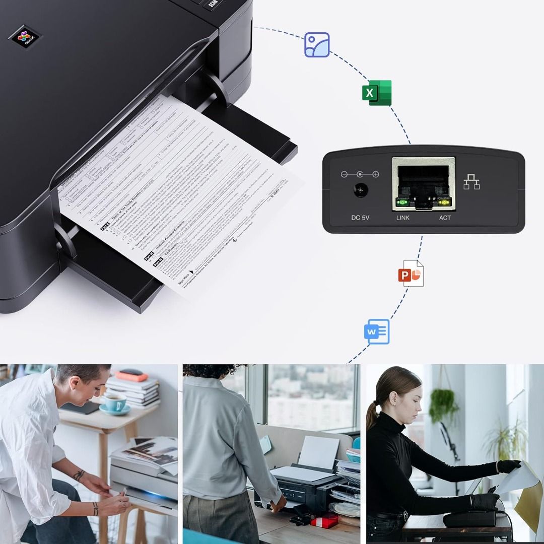 Network Printer, USB 2.0 LRP Print Server Network Printing Device for ...