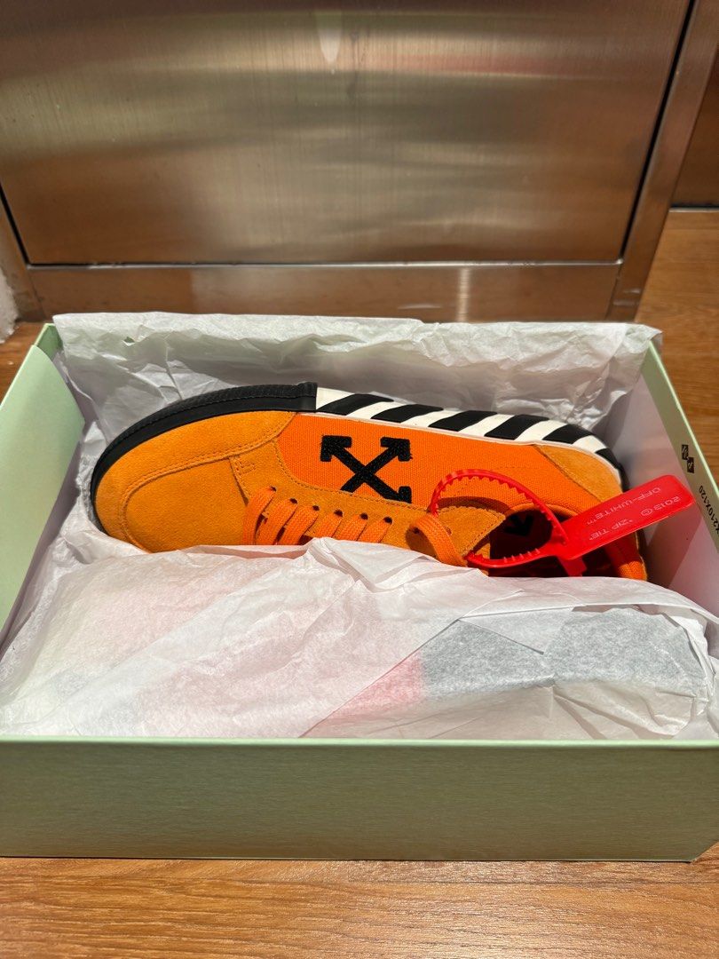 Off White Low Vulcanized Orange Black US 7.5 Luxury Sneakers Footwear on Carousell