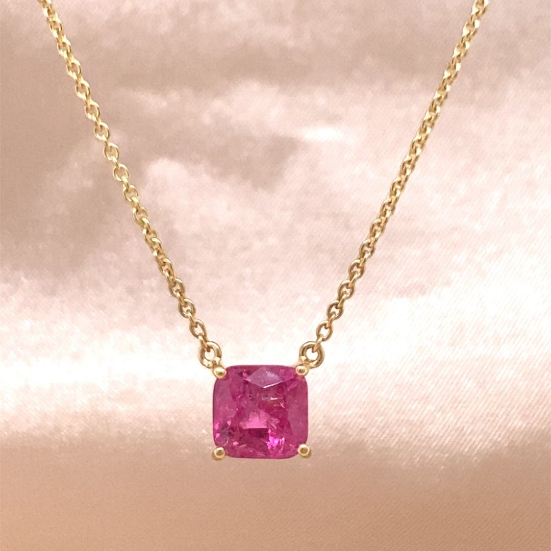 Hot Pink Spinel Rose Gold Necklace, N24, Women's Fashion, Jewelry - Main Image