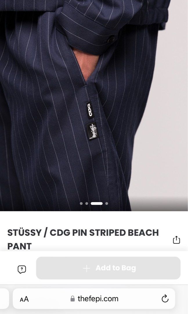 STUSSY × CDG Pin Striped Bing Jacket XL Pre-owned] stussy×CDG COMME des GARCONS Pin Striped Bing
