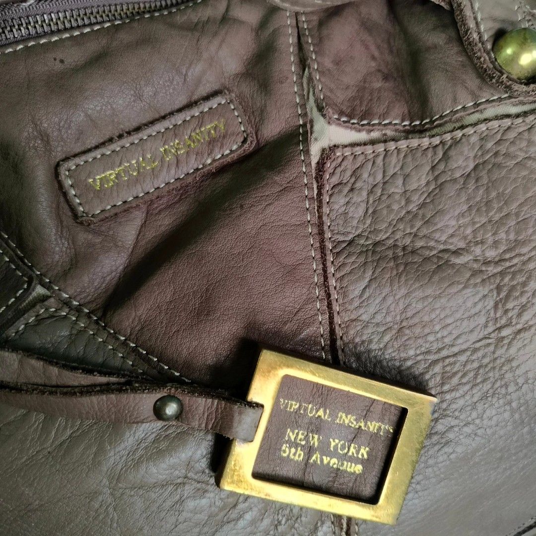 VIRTUAL INSANITY New York 5th Avenue Greyish Brown Leather Shoulder Bag Women s Fashion Bags Wallets Shoulder Bags on Carousell