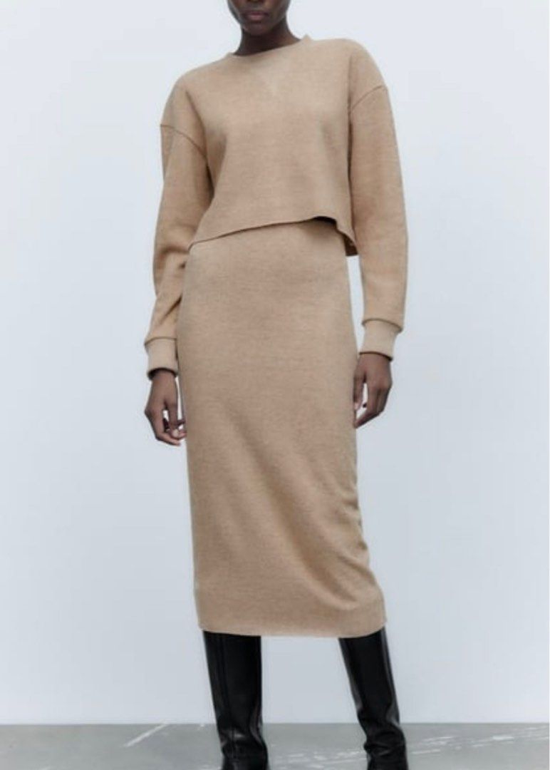 Sweater skirt outfit zara top