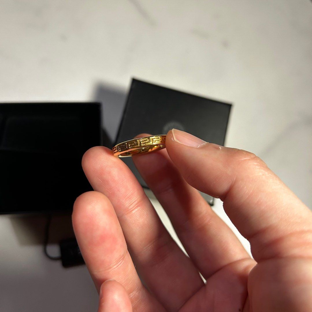 100 Authentic Versace Gold Ring Engraved Greek Key Ring