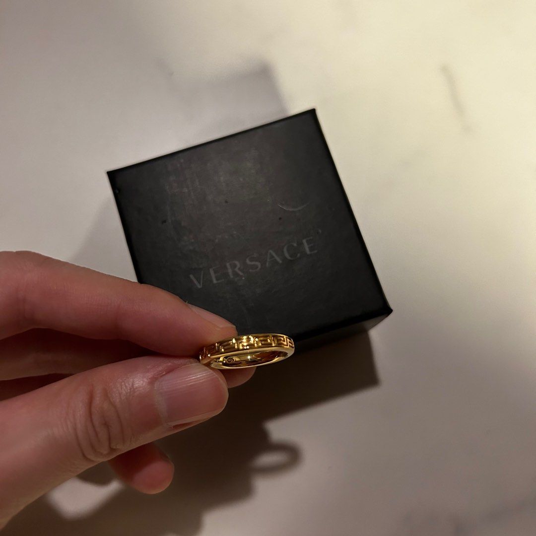 100 Authentic Versace Gold Ring Engraved Greek Key Ring Women s Fashion Jewelry Organisers Rings on Carousell