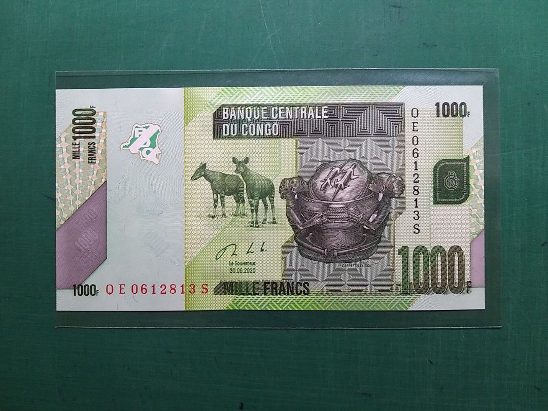 2020年(非洲)民主剛果1000法郎QE0612813S全新直版, 興趣及遊戲, 收藏品及紀念品, 錢幣- Carousell