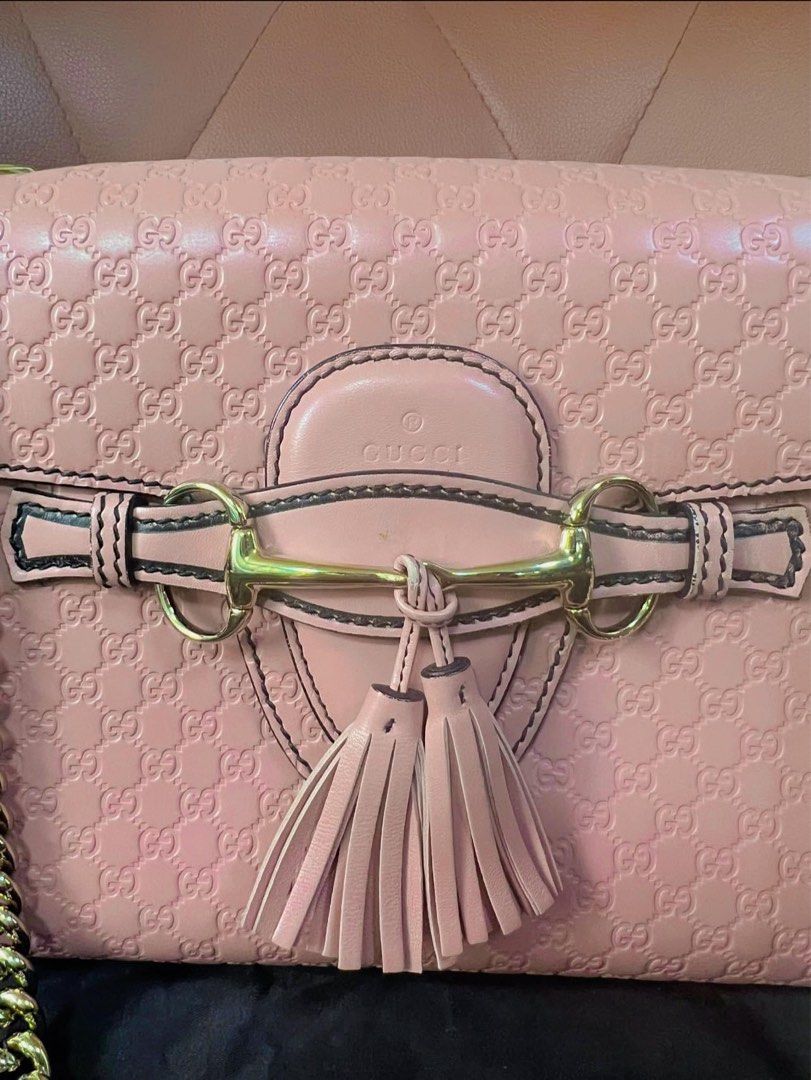 Authentic Gucci Emily Medium Horsebit In Blush Pink