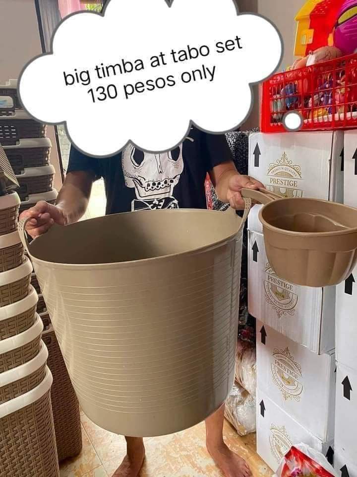 Big timba at tabo set (Category: Storage Boxes & Baskets) located in Caloocan City. Submitted by janeil23452 (Listing ID 1311938947, Image 1). Description: jumbo size set na yan pick up/ lalamove flexible.