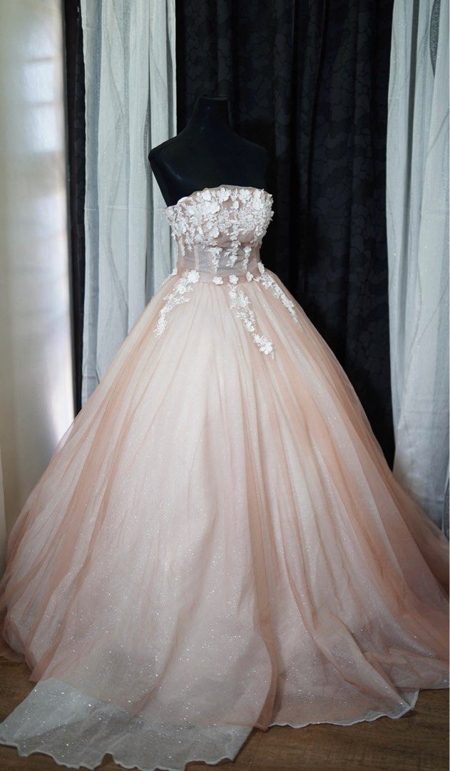 Blush Pink Ball Gown (Category: Evening dresses & gowns) located in Paranaque City. Submitted by aunocrate (Listing ID 1311947988, Image 1). Description: - One time used (debut) - Adjustable (can fit to medium) - Petticoat is not included .