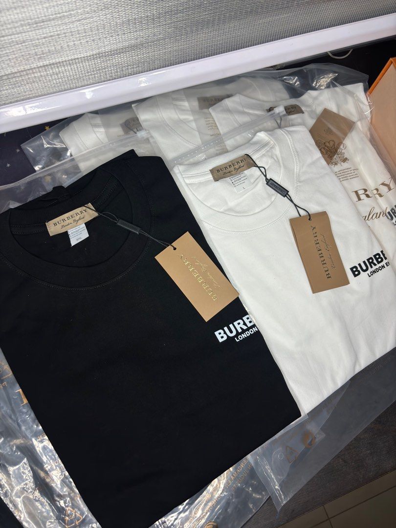 Burberry T Shirt Logo tee Plain Black White
