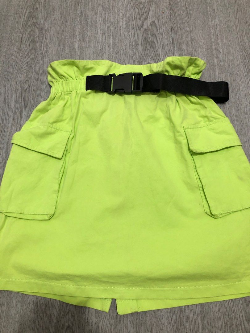 Cargo skirt neon green Women s Fashion Bottoms Skirts on Carousell