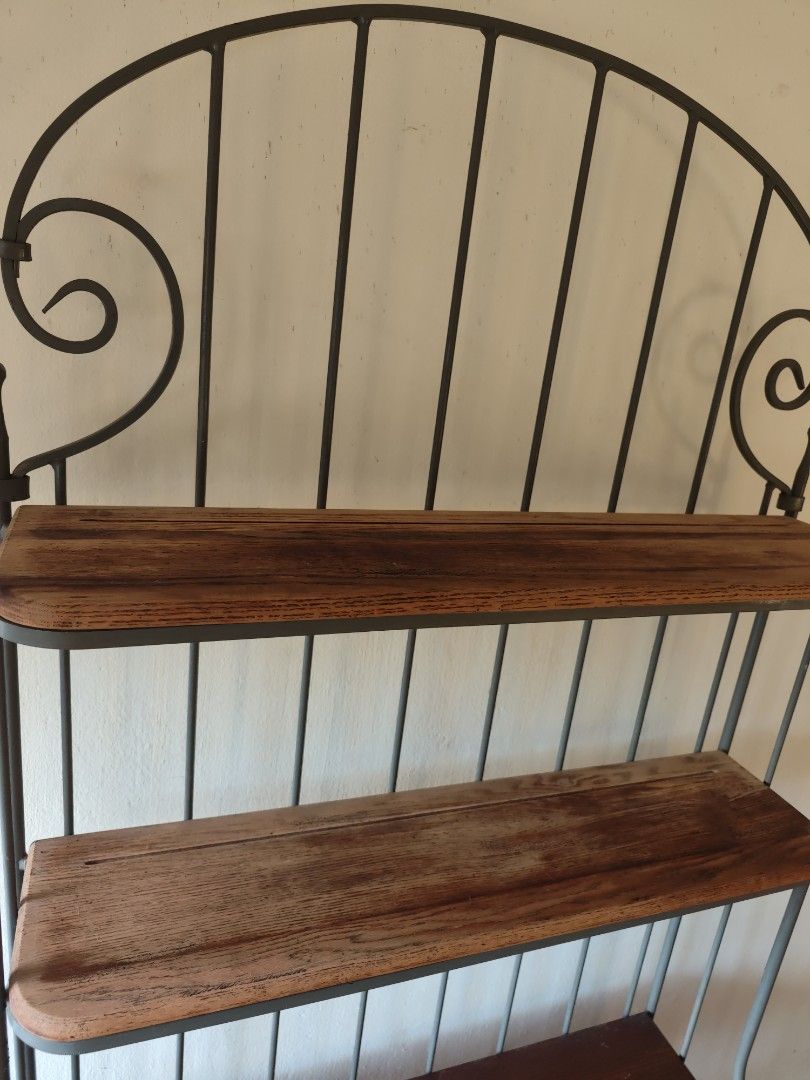 Charleston Forge Iron Cherry Wood 4 Tier Bakers Rack