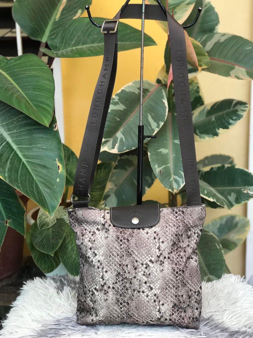 LONGCHAMP snakeskin nylon crossbody bag