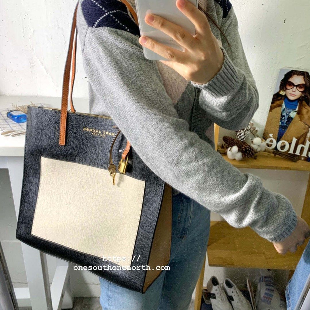 Marc Jacobs Grind Leather Colourblock Tote Bag in Large