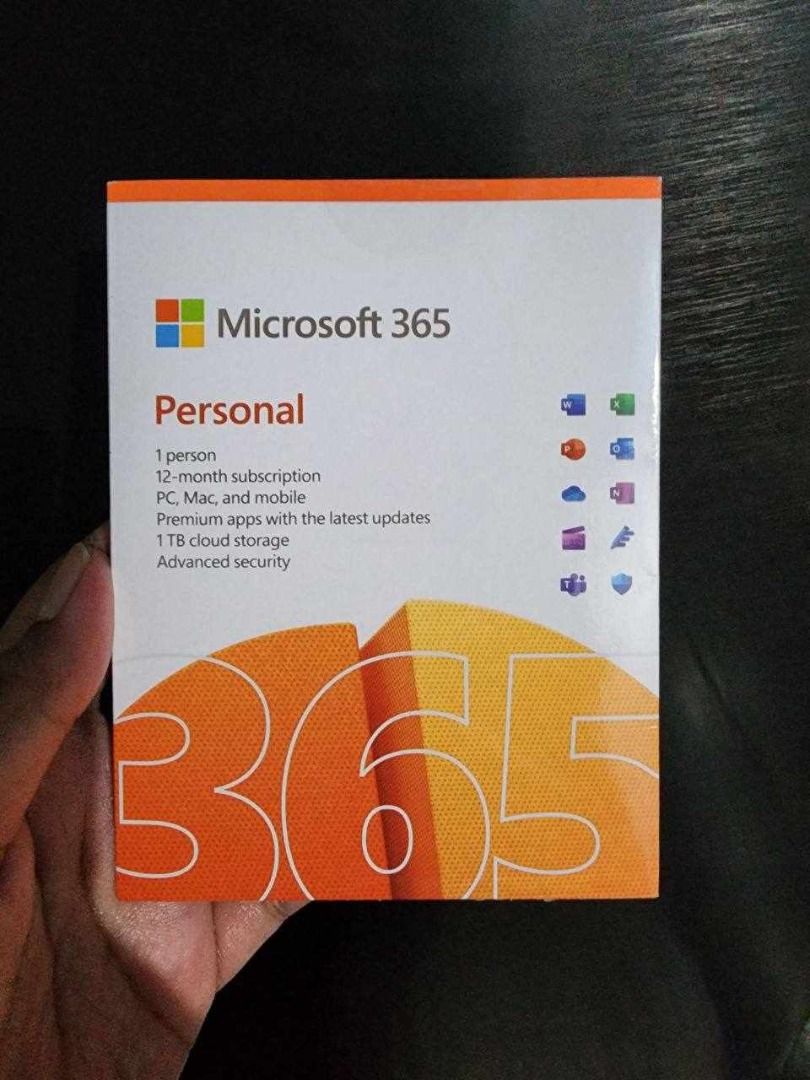 Microsoft 365 Personal (Category: Software) located in Pasig City. Submitted by cannedmarshies2 (Listing ID 1311982944, Image 1). Description: MICROSOFT 365 PERSONAL - PhP 3,500 SRP - For one person - Use on up to 5 devices simultaneously - Works on PC, Mac, iPhone, iPad, and Android phones and tablets - 1 TB (1,000 GB) of secure cloud storage - Word, Excel, PowerPoint, and OneNote with offline access and premium features - Microsoft Defender adv