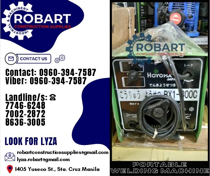 Portable Welding Machine (Category: Construction Tools & Equipment) located in Manila. Submitted by lyzarobart1999 (Listing ID 1311924187, Image 1). Description: Portable Welding Machine Brand: Hoyoma BX1-300C 220v./60hz 80-300amp. Copper Wire 𝐒𝐄𝐍𝐃 𝐔𝐒 𝐌𝐄𝐒𝐒𝐀𝐆𝐄 𝐅𝐎𝐑 𝐈𝐍𝐐𝐔𝐈𝐑𝐈𝐄𝐒 ❗️ 0 9 6 7 3 8 1 8 2 2 7 0 9 6 0 3 9 4 7 5 8 7 𝐋𝐚𝐧𝐝𝐥𝐢𝐧𝐞 𝐍𝐮𝐦𝐛𝐞𝐫𝐬: 𝟕 𝟕 𝟒 𝟔 - 𝟔 𝟐 𝟒 𝟖 / 𝟕 𝟎 𝟎 𝟐 - 𝟐 𝟖 𝟕 𝟐 / 𝟖 𝟔 𝟑 𝟔 - �