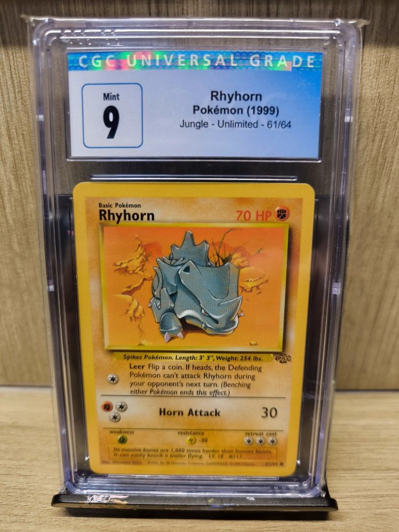 Rhyhorn Jungle Set 1999 61/64 CGC 9 (not PSA), Hobbies & Toys, Toys & Games  on Carousell