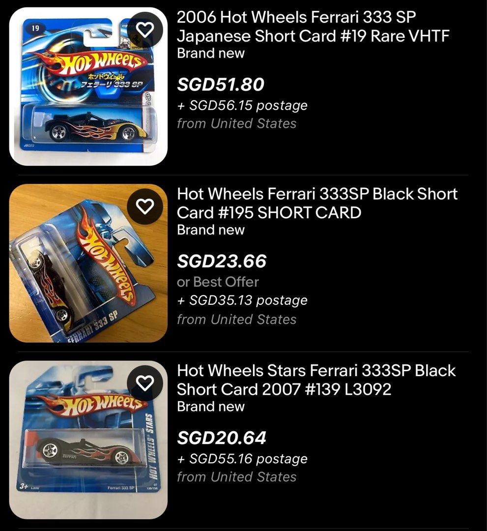 SUPER RARE Hot Wheels Stars SHORT CARD Ferrari 333 SP, Hobbies & Toys, Toys  & Games on Carousell