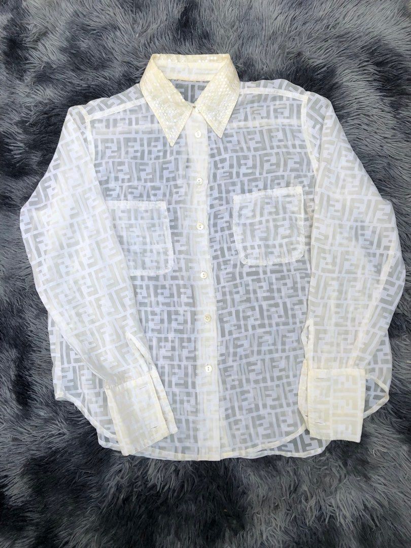 VINTAGE FENDI 1990 MONOGRAM BLOUSE Women s Fashion Tops Blouses on Carousell