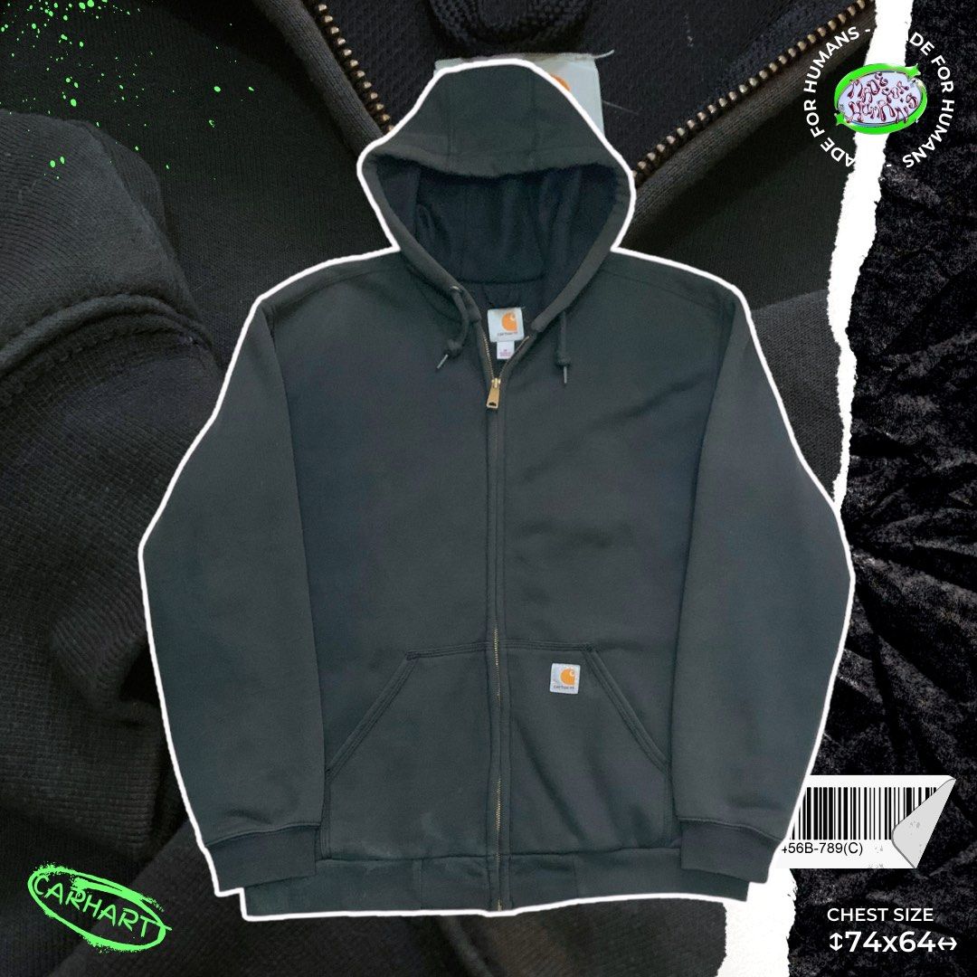 Zip hoodie CARHARTT RAIN DEFENDER, Fesyen Pria, Pakaian Baju