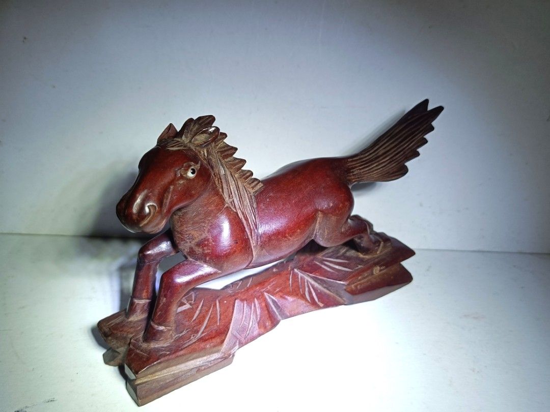 Vintage Chinese Carved newest Walnut Warrior on Horse Sculptures - A Pair