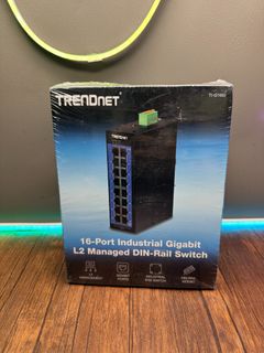 Brand New Sealed TRENDnet 16-Port Industrial Gigabit L2 Managed DIN-Rail Switch, Layer 2 Switch, 16 x Gigabit Ports, 32Gbps Switching Capacity, Extreme Temperature Gigabit Switch, Black, TI-G160i64242313407874110