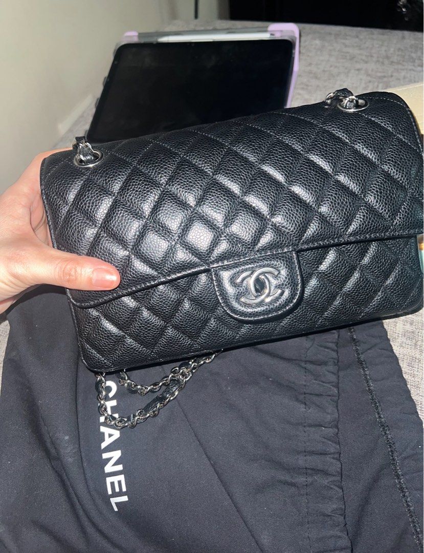 Authentic Chanel Medium Double Flap Silver (Category: Luxury Bags & Wallets) located in Pasig City. Submitted by balenciaga.couture (Listing ID 1315436936, Image 1). Description: with dustbag microchip series selling for a friend guaranteed authentic.