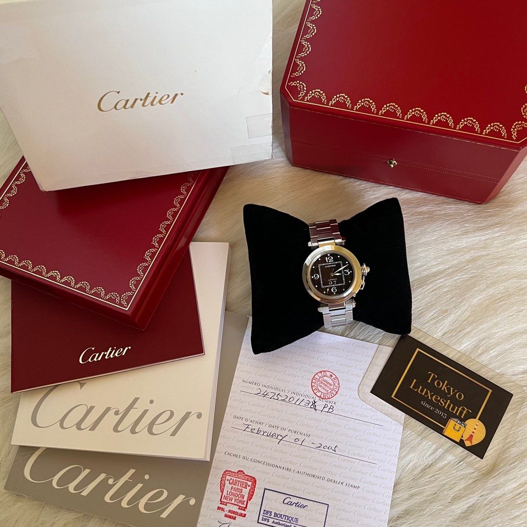 Authentic Preloved Cartier Pasha Automatic 35mm Black Grid Dial All Steel Date Watch Unisex Luxury Watches on Carousell